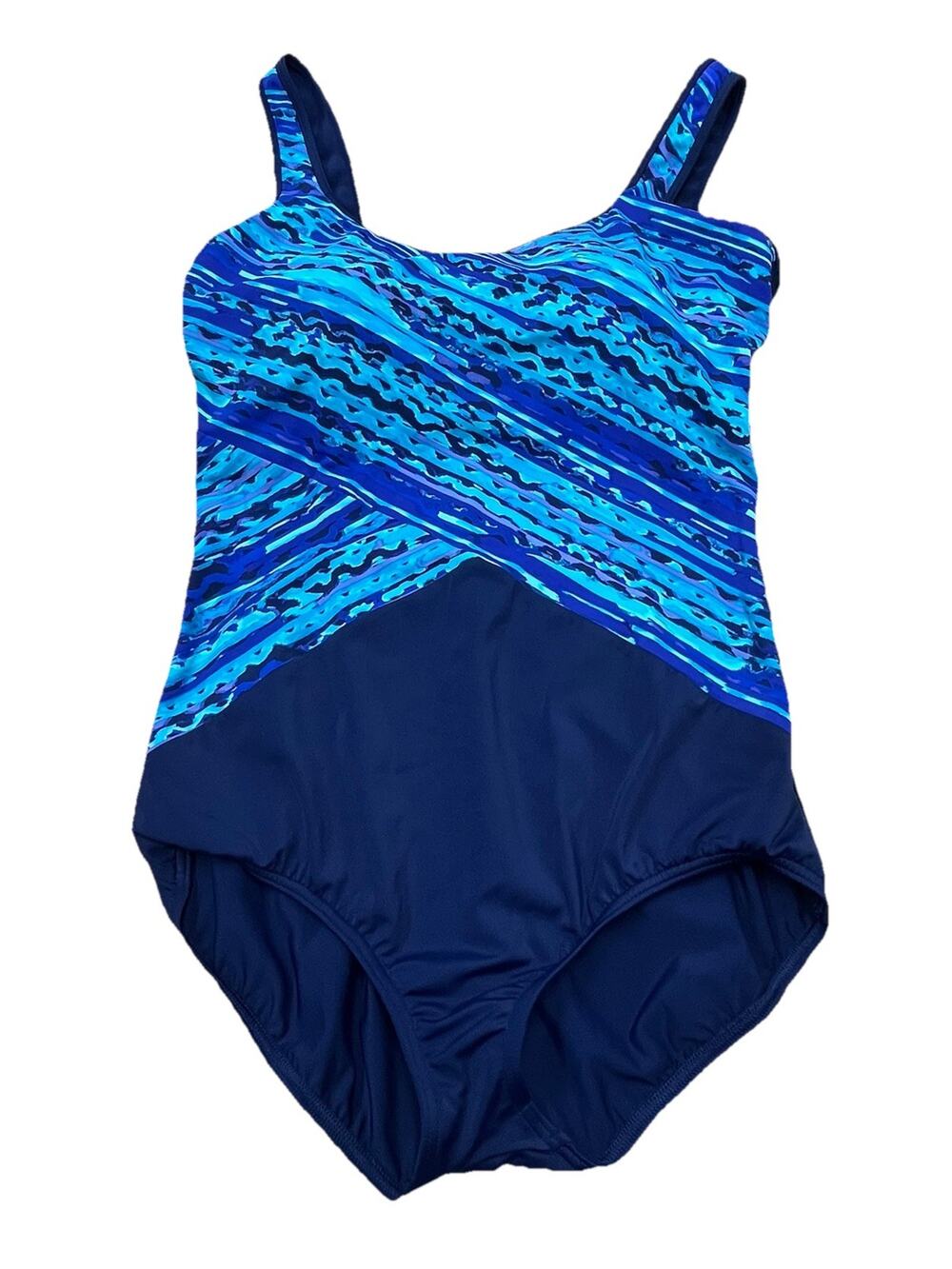 L.L. Bean One Piece Swimsuit Padded Bra Slimming Size 16 Long Resort Beach